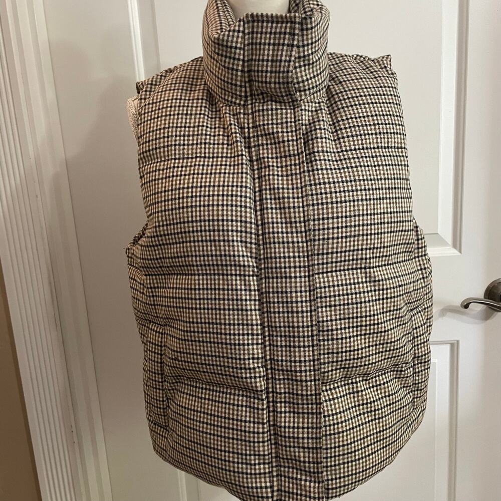 A New Day Vest Zipper Snap Womens Size Medium Plaid Pockets